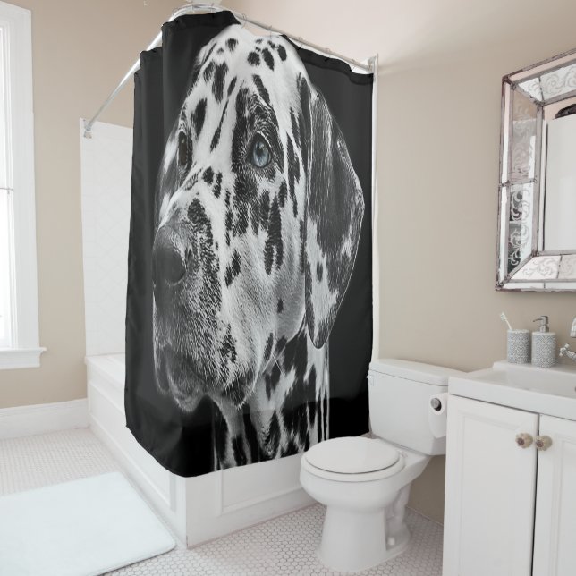 Rideau en douche dalmatien (En situation)
