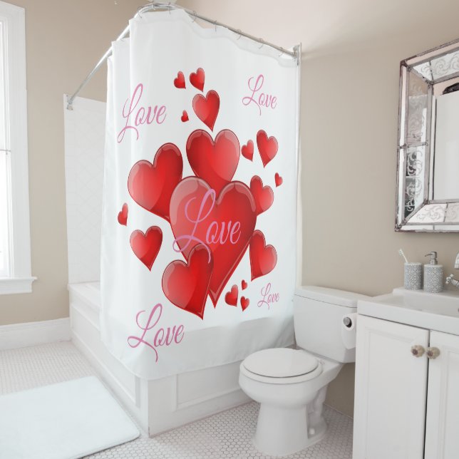 Rideau en douche d'amour de Saint-Valentin (En situation)