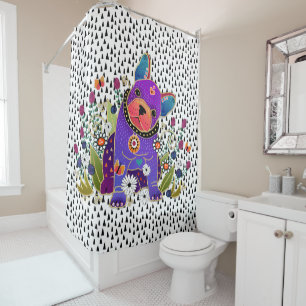 Rideau en douche de bouledogue français de BIND