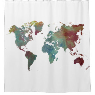 rideau en douche de carte du monde