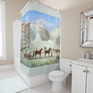 Rideau en douche de chevaux de traîneaux de