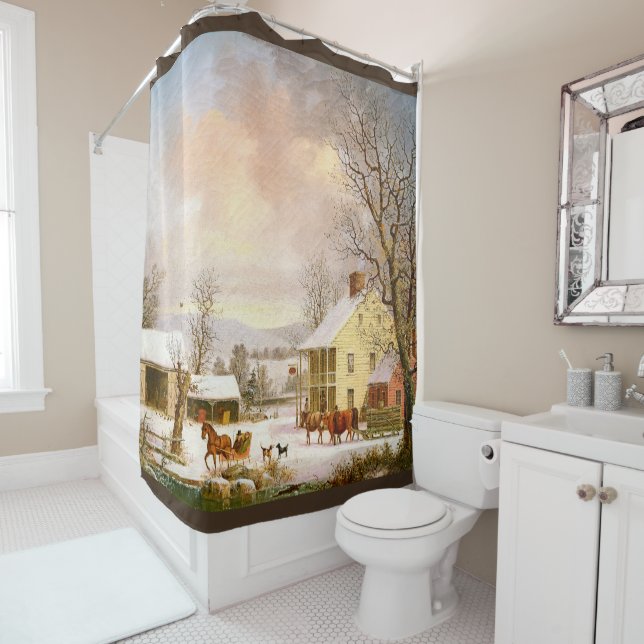 Rideau en douche de chevaux de traîneaux de pays (En situation)