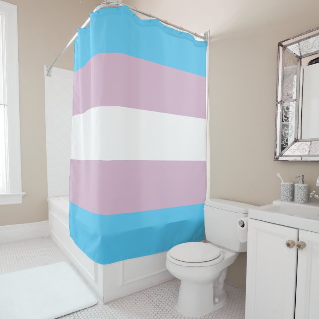 Rideau en douche de drapeau de transsexuel (En situation)