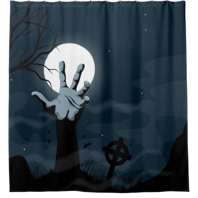 Rideau en douche de Halloween de main de zombi (Devant)