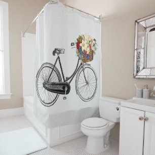 rideau en douche de vélo de fleur de bicyclette