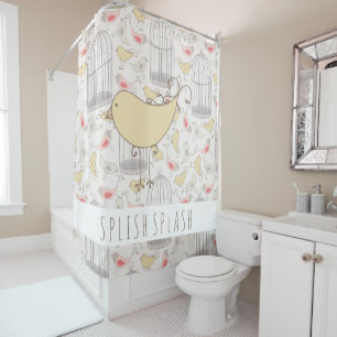 Rideau en douche d'oiseaux et de cages du pays des