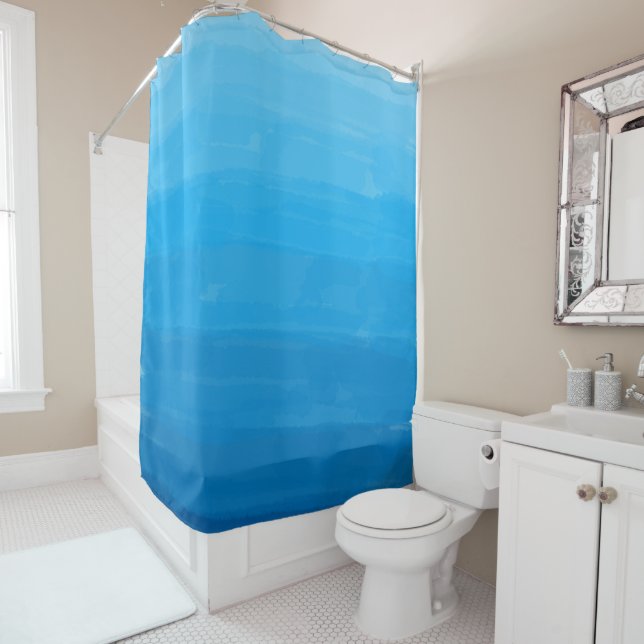 Rideau en douche d'Ombre de bleu d'océan (En situation)
