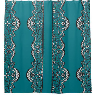 rideau en douche élégant turquoise de panneau noir