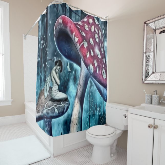 Rideau en douche féerique bleu (En situation)