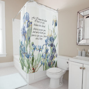 Rideau en douche floral d'iris de promesse bleue