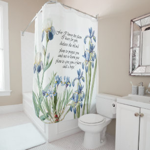 Rideau en douche floral d'iris de promesse bleue