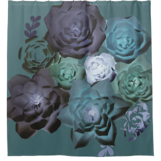 Rideau en douche floral turquoise abstrait