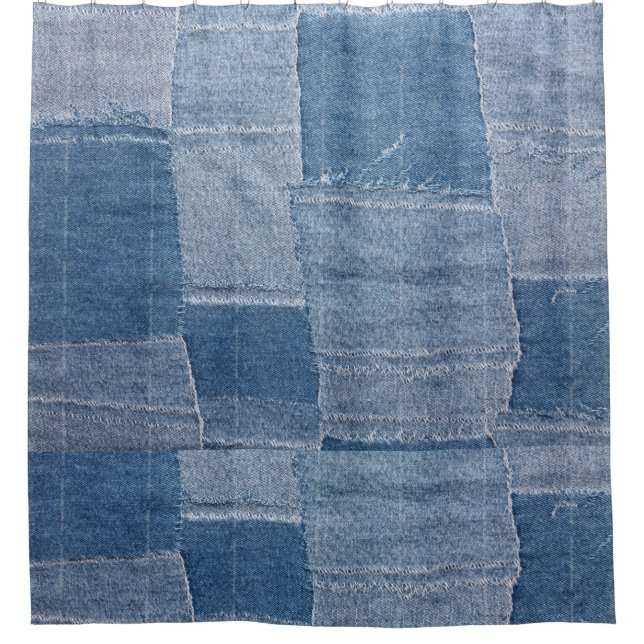 Rideau en douche frais de texture de denim (Devant)