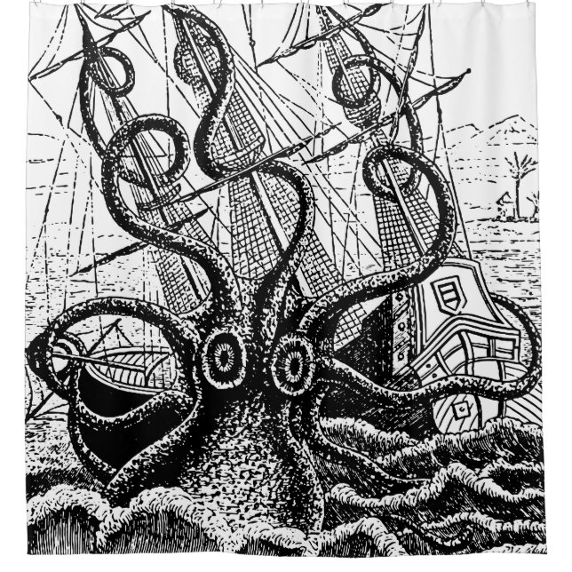 Rideau en douche géant de poulpe d'attaque de (Devant)