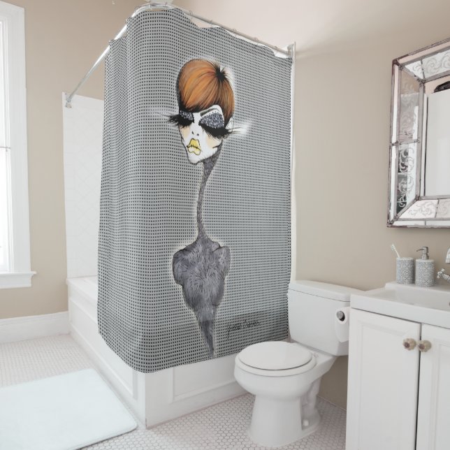 Rideau en douche gris de lutin (En situation)