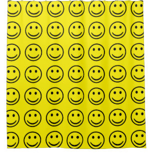 Rideau en douche jaune fait sur commande de motif