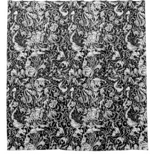 Rideau en douche noir et blanc de jardin grotesque