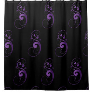 Rideau en douche noir et pourpre de remous