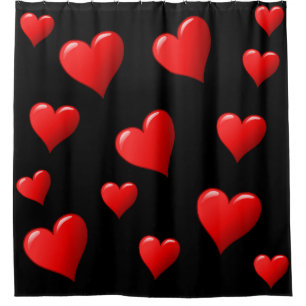Rideau en douche noir et rouge renversant de