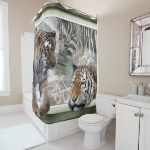 Rideau en douche primitif de faune de jungle