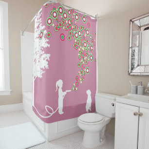 rideau en douche rose banksy de style de graffiti