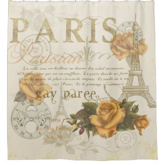 Rideau en douche rose vintage de Tour Eiffel de