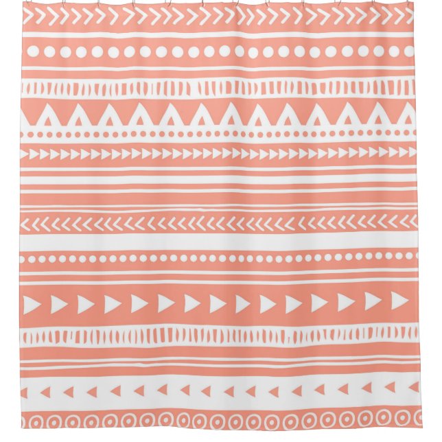 Rideau en douche tribal de motif de rose de corail (Devant)