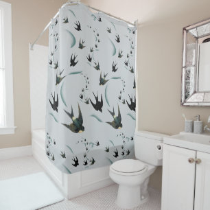 Rideau en douche vintage d'art d'oiseau