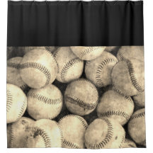 Rideau en douche vintage de base-ball