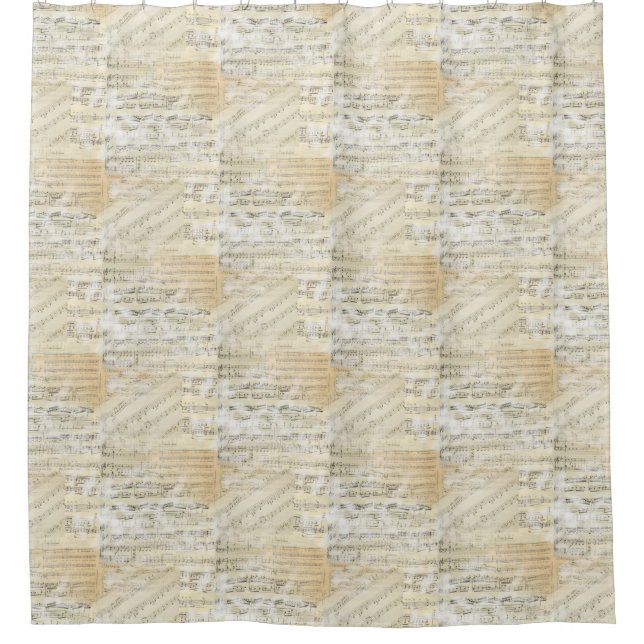 Rideau en douche vintage de musique de feuille (Devant)