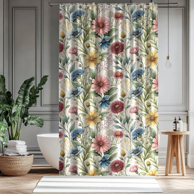 Rideau Fleur de Champ Pastel Cadeau pour l'Amour d (Pastel Wildflower Curtain Gift for Parents’ Love)