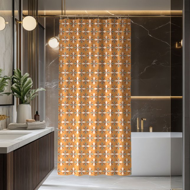Rideau Fleurs Rétro Style Terracotta Marron (Retro Flowers Curtain Brown Terracotta Style)