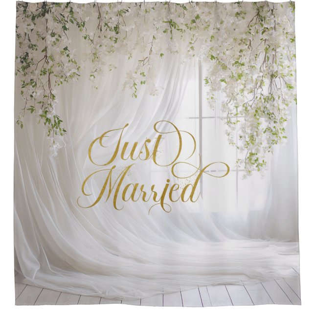 Rideau Floral Blanc Mariage Toile de Fond (Devant)