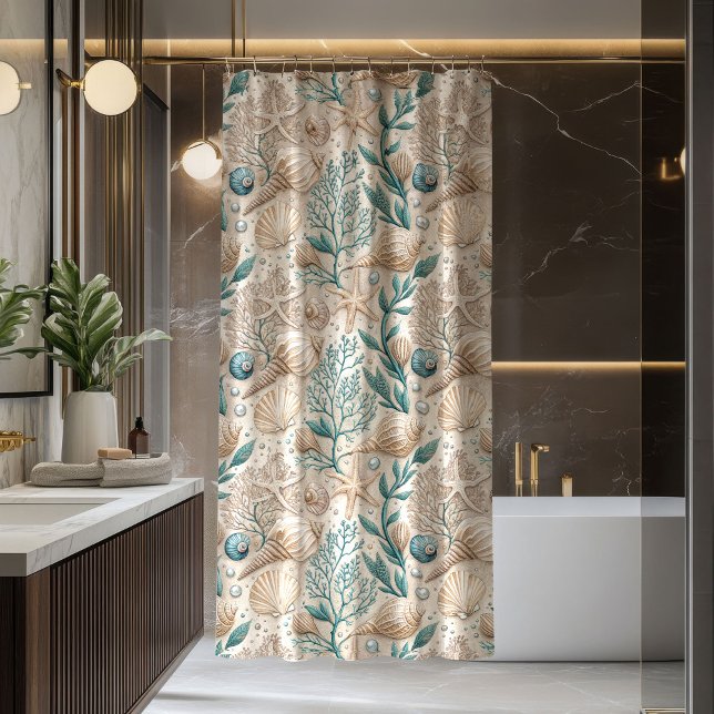 Rideau Nautique Pastel Brun Clair Style Bord de Me (Pastel Nautical Curtain Light Brown Seaside Style)