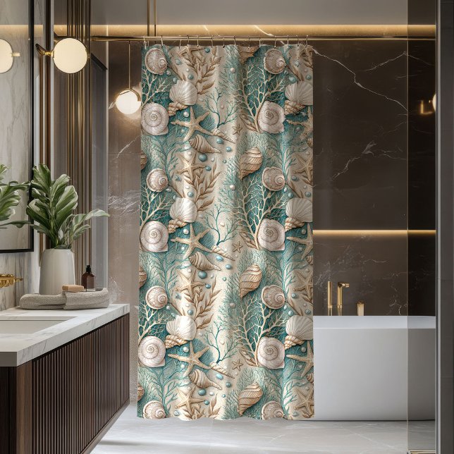 Rideau Ocean Breeze Tendance Accent de salle de ba (Ocean Breeze Curtain Trendy Coastal Bath Accent)