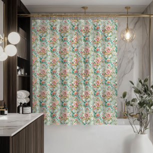 Rideau Rococo Pastel Fleurs Douces pour Décoration