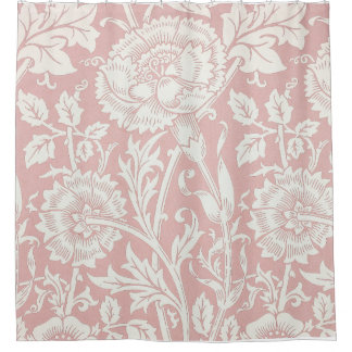 Rideau rose et rose en William Morris en douche