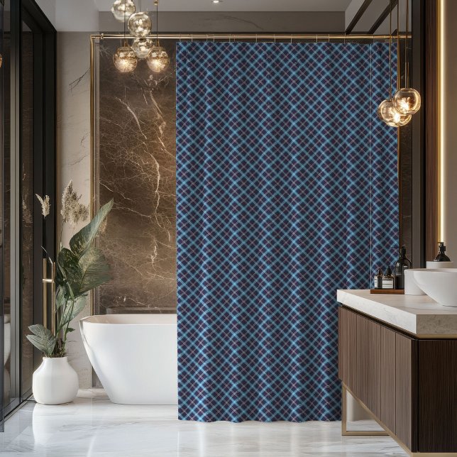 Rideau Tartan Rustique Bleu Marine Idée Cadeau Sal (Rustic Tartan Curtain Navy Blue Bath Gift Idea)