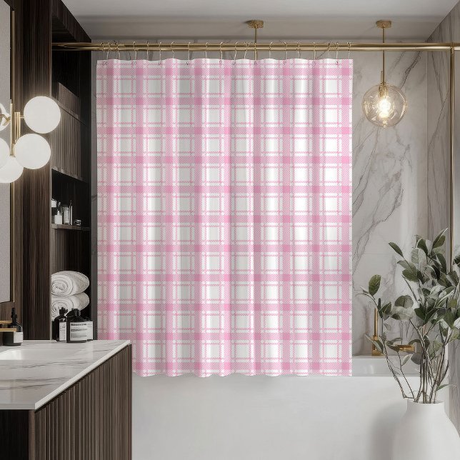 Rideau Tendance Blush Rose Clair à Carreaux pour S (Trendy Blush Curtain Light Pink Plaid for Bath)