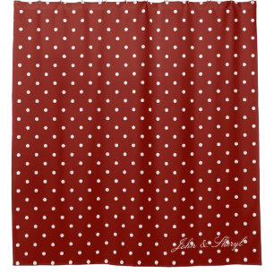 Rideau vibrant de douche pointillé rouge et blanc