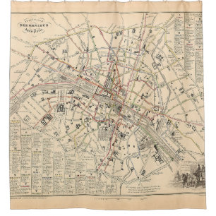 Rideaux De Douche 1858 Carte : Itineraire des Omnibus dans Paris Fra