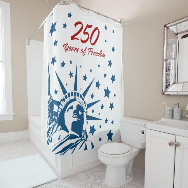 Rideaux De Douche 250 Years of Freedom Happy Birthday USA Patriotic  (En situation)