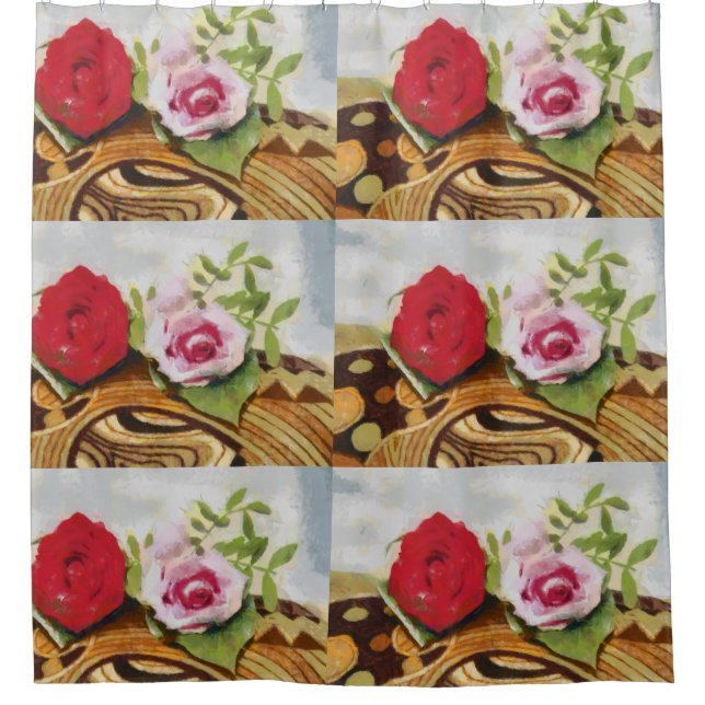 Rideaux De Douche 2 tableaux rose (Devant)