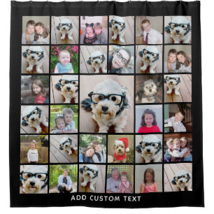 Rideaux De Douche 33 Photo Collage Carré moderne Disposition noir