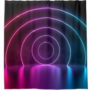 Rideaux De Douche 3d ing des lignes brillantes du portail de cercle