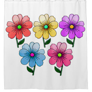 Rideaux De Douche 5 Fleurs de couleur