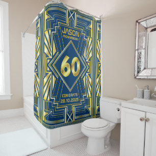 Rideaux De Douche 60e anniversaire Art Déco Gold Blue Great Gatsby