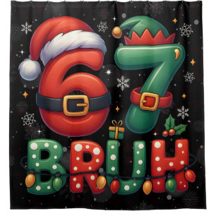 Rideaux De Douche 67 Meme Six Seven Bruh Drôle de Noël 6 7