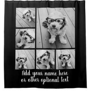 Rideaux De Douche 6 Collage photo avec monogramme rose