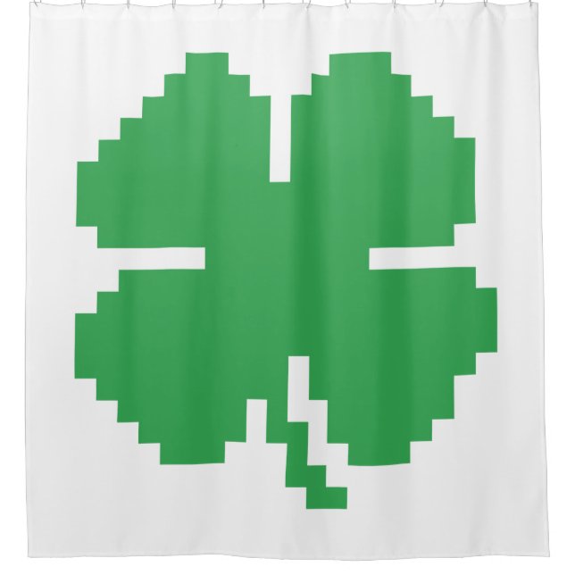 Rideaux De Douche 8 bits Pixel Lucky Four Leaf Clocher (Devant)